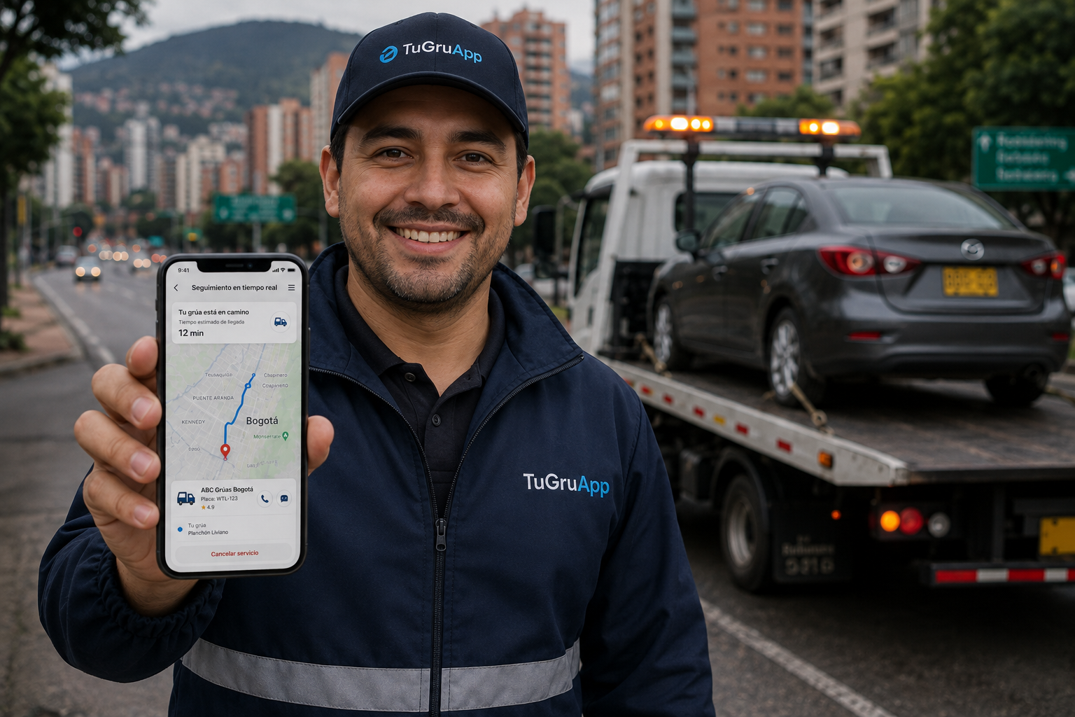 Operador asegurando un vehículo